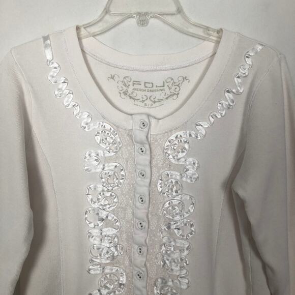 French Dressing Button Front 3/4 Sleeve Lace Top Size S - Picture 3 of 8